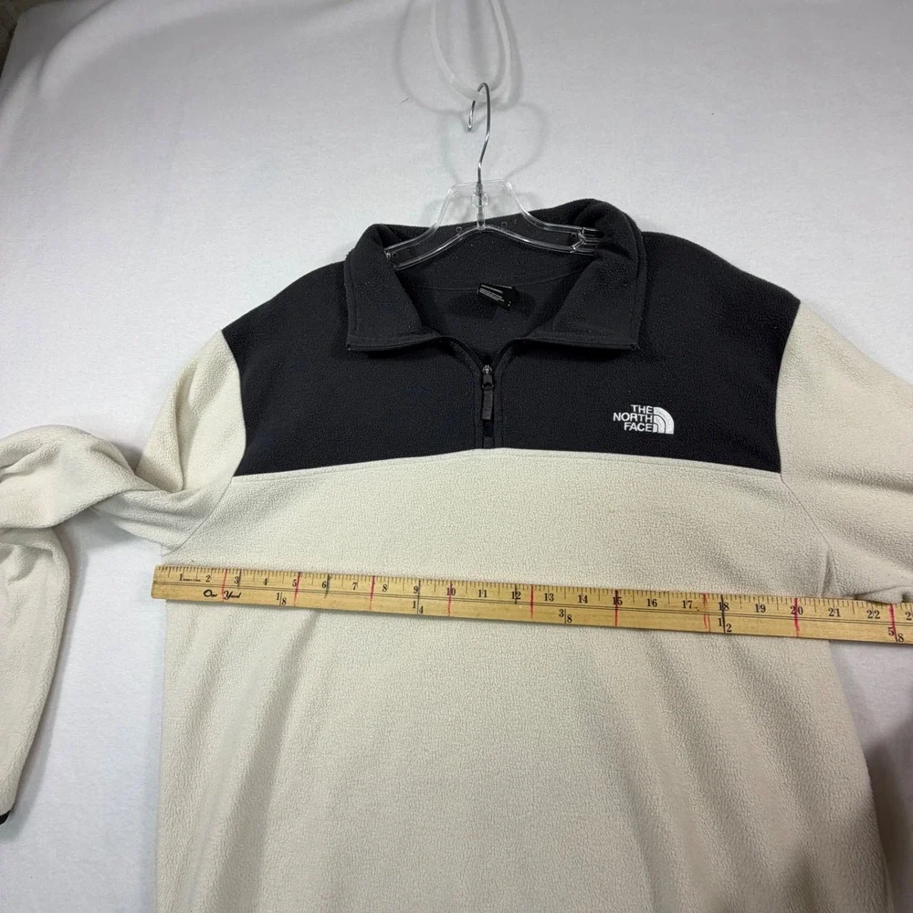 The North Face Mens TKA 100 Glacier Quarter Zip Fleece Cream Black Large